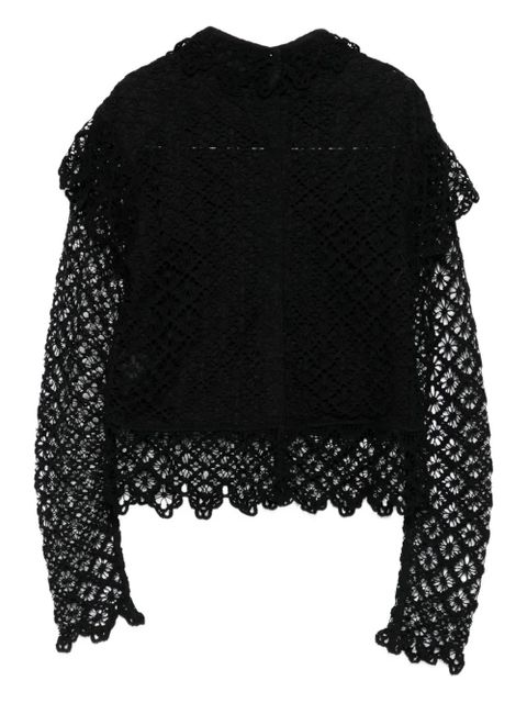 ISABEL MARANT Ludivine lace-trimmed ruffled top - Black - zdjęcie produktu nr 2