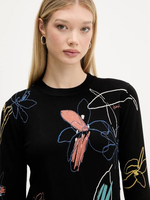 Desigual sweter ARTY damski kolor czarny lekki 25WWJF33