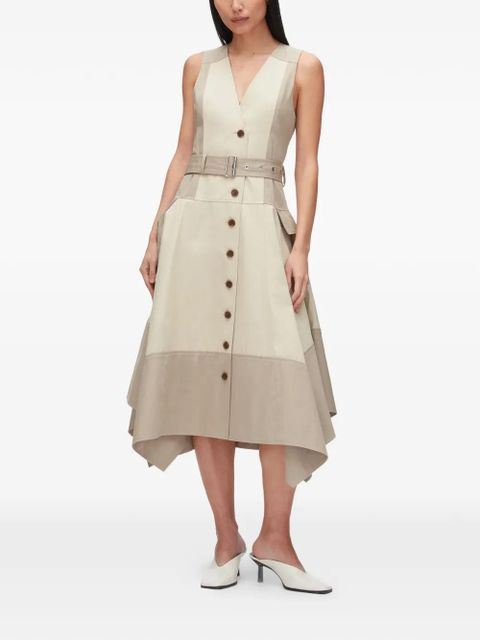 3.1 Phillip Lim belted button cotton midi dress - Neutrals - zdjęcie produktu nr 2