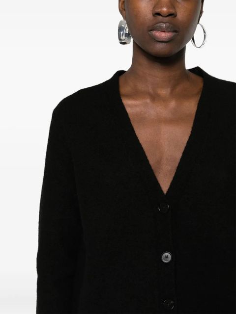 Jil Sander logo-engraved-buttons wool cardigan - Black