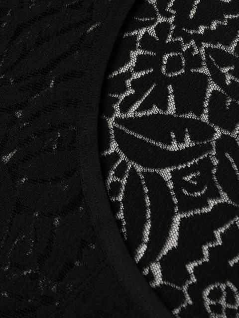 ERES floral-embroidery mesh thong - Black