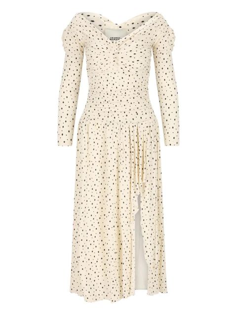 ISABEL MARANT Giovana polka-dot puff-sleeve midi dress - Neutrals - zdjęcie produktu nr 1