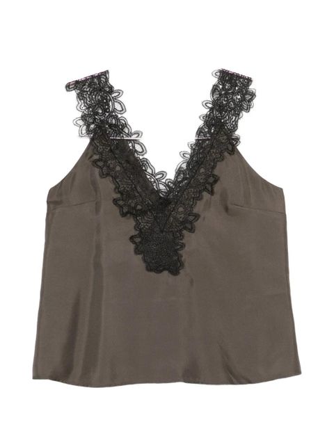 Róhe V-neck silk top - Brown - zdjęcie produktu nr 1