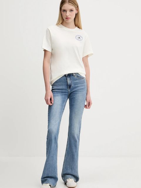 adidas t-shirt bawełniany FARMMKT damski kolor beżowy KB2485