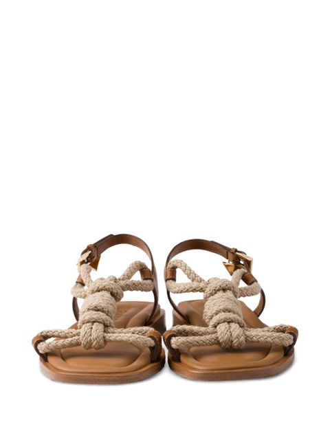 Prada rope-embellished flat sandals - Brown