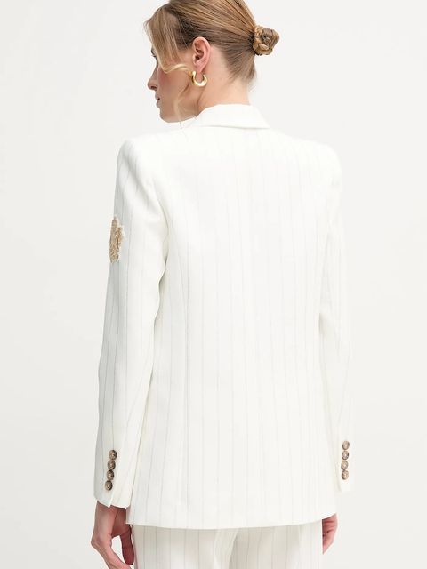 ERMANNO Firenze marynarka kolor biały dwurzędowa wzorzysta 56TI001EV7