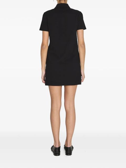 Saint Laurent Cassandre-embroidered piqué mini dress - Black