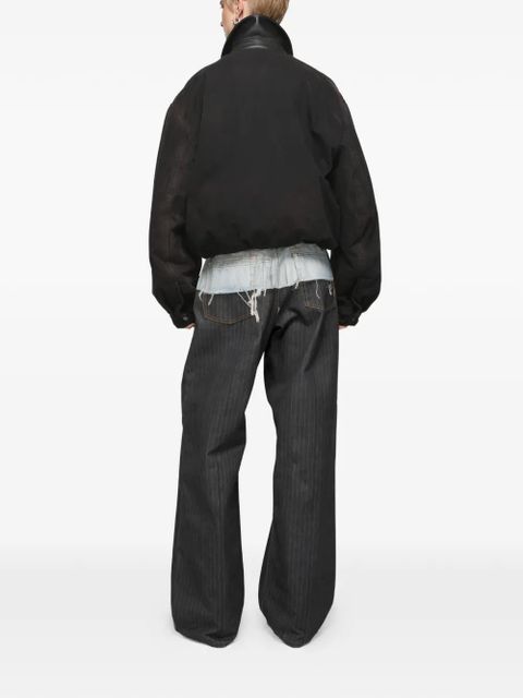 Acne Studios leather-collar logo-patch jacket - Brown - zdjęcie produktu nr 2