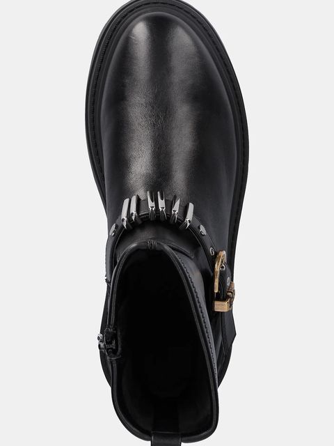 Pinko workery skórzane Mia 27 kolor czarny na płaskim obcasie SD0447P061Z99