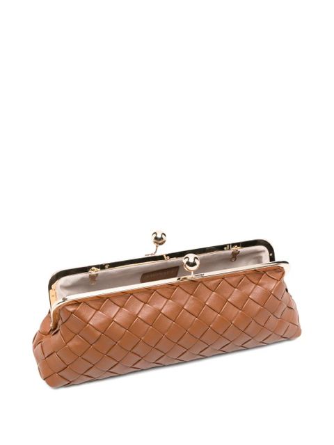 TWINSET woven kiss-lock clutch bag - Brown