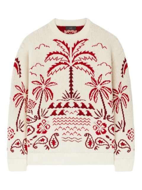 Alanui Glimpse Of Eden palm-tree paisley sweater - White - zdjęcie produktu nr 1