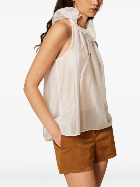 TWINSET ruffled voile top - White