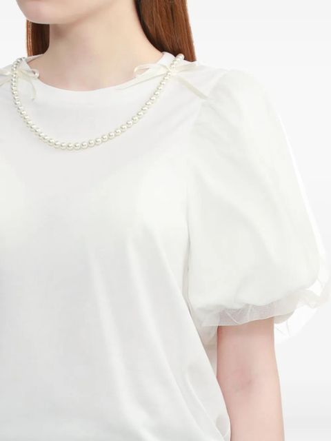 Simone Rocha pearl-embellished puff-sleeve top - White