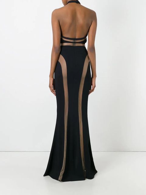 Balmain sheer panel evening gown - Black