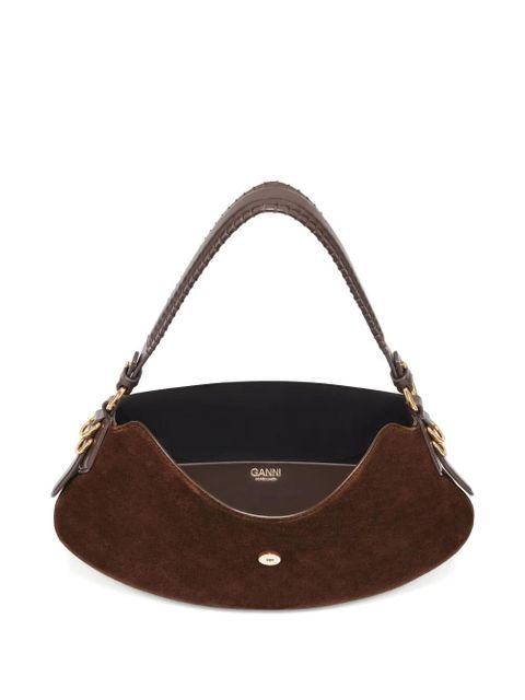 GANNI logo-plaque shoulder bag - Brown