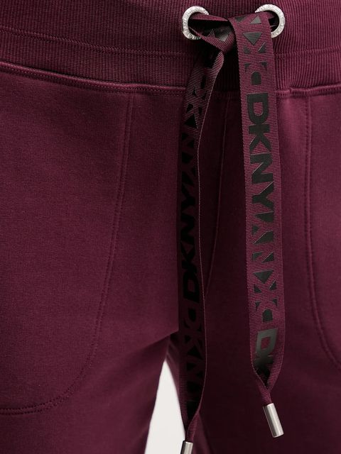 Dkny spodnie dresowe damskie kolor bordowy gładkie DP5P3496