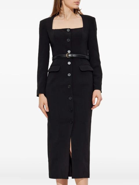 Self-Portrait button-front belted midi dress - Black