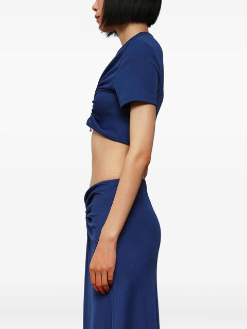 Christopher Esber ruched ring-detail top - Blue