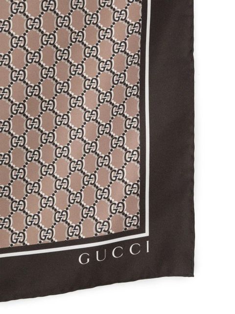Gucci GG Shadow-print silk scarf - Brown