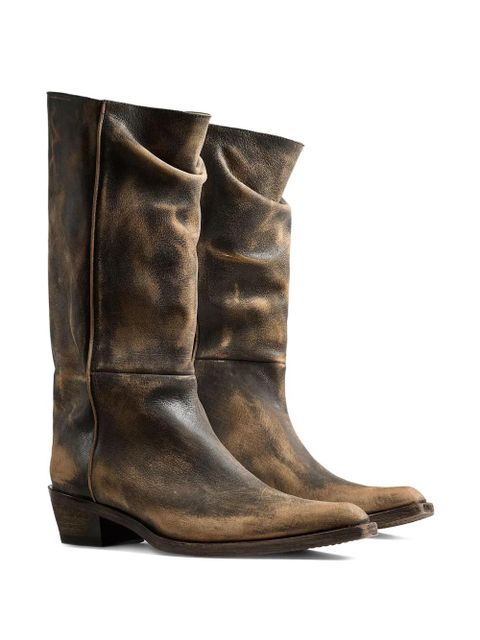 KHAITE calf leather pointed-toe boots - Brown