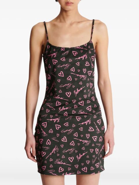 Balmain Crush-print mini dress - Black