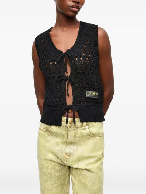 GANNI open-knit cardigan - Black
