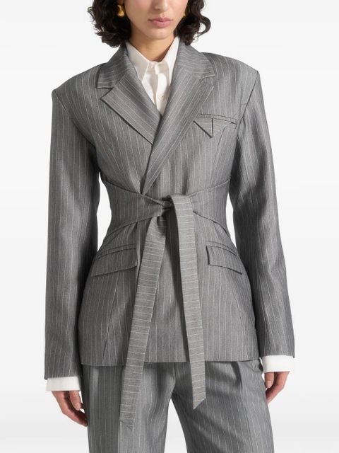 Manière De Voir Delphine pinstripe wrap-tie blazer - Grey
