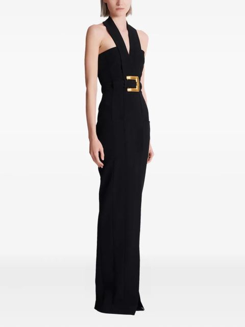 Balmain halterneck buckle-embellished dress - Black
