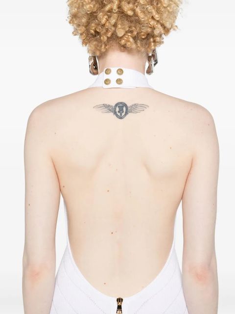 Balmain V-neck halterneck midi dress - White