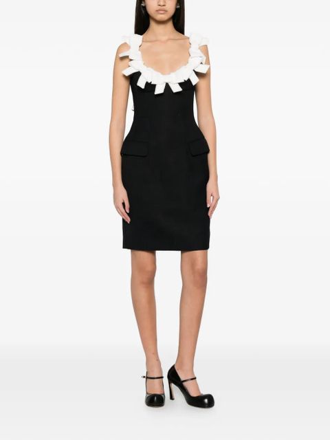 SHUSHU/TONG bow-embellished flap-pocket mini dress - Blue - zdjęcie produktu nr 2