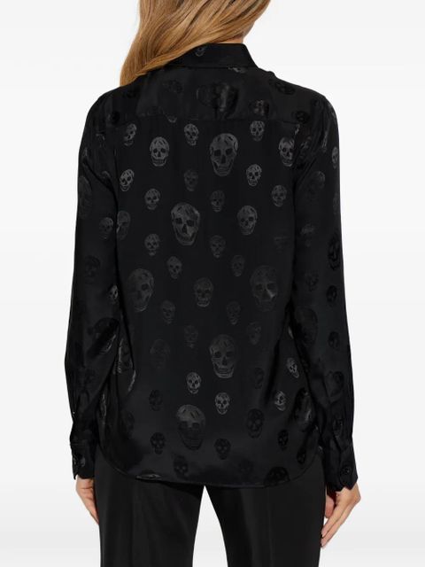 Alexander McQueen skull-pattern collared top - Black - zdjęcie produktu nr 2