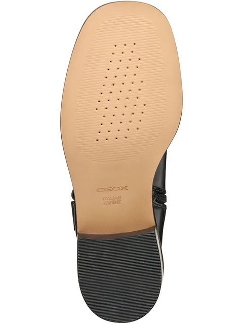 Geox botki skórzane D NALVIA damskie kolor czarny na płaskim obcasie D565QB 000FF C9999