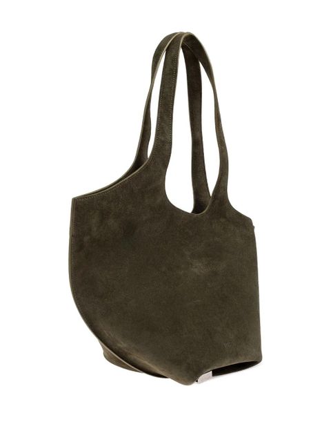 The Attico medium La Scoop suede top-handle tote bag - Green