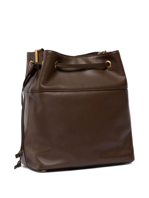 PINKO drawstring leather bucket bag - Brown