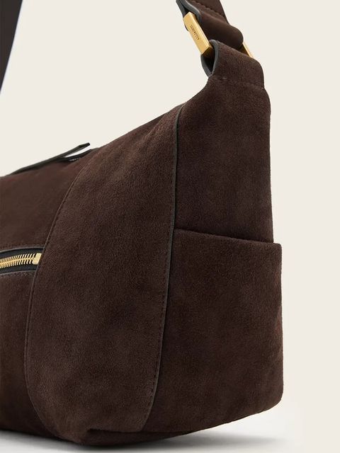 AllSaints torebka zamszowa kolor brązowy W346XD