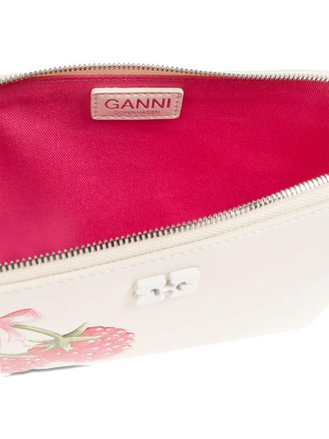 GANNI raspberry-print wristlet pouch - Neutrals