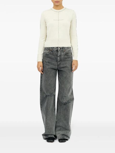 MM6 Maison Margiela contrasting-border crew-neck jumper - Neutrals - zdjęcie produktu nr 2