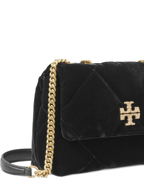Tory Burch small Kira diamond-quilted velvet shoulder bag - Black