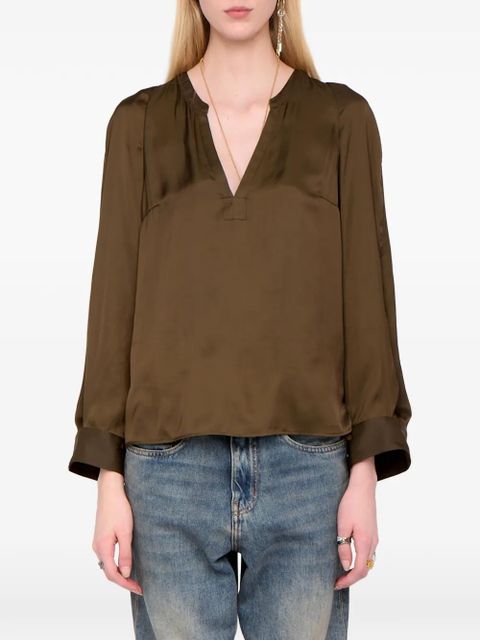 Zadig&Voltaire Torny V-neck satin blouse - Green