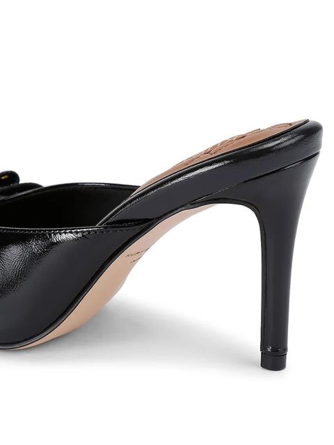 Kurt Geiger London klapki skórzane Belgravia Stud Bow Mule damskie kolor czarny na słupku 4711005309