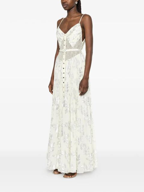 Self-Portrait metallic floral-pattern maxi dress - Neutrals