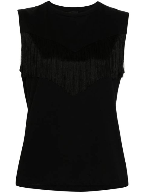 PINKO fringed cotton tank top - Black - zdjęcie produktu nr 1