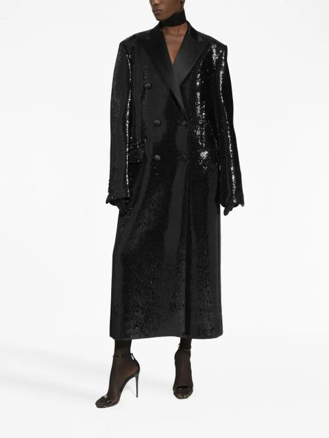 Dolce & Gabbana peak-lapel double-breasted coat - Black - zdjęcie produktu nr 2