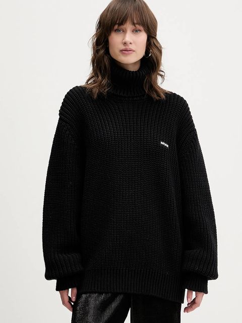 Rotate sweter z dodatkiem wełny damski kolor czarny ciepły z golfem 114734100 - zdjęcie produktu nr 1