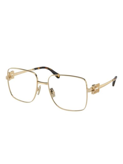Miu Miu Eyewear logo-plaque square glasses - Gold - zdjęcie produktu nr 1