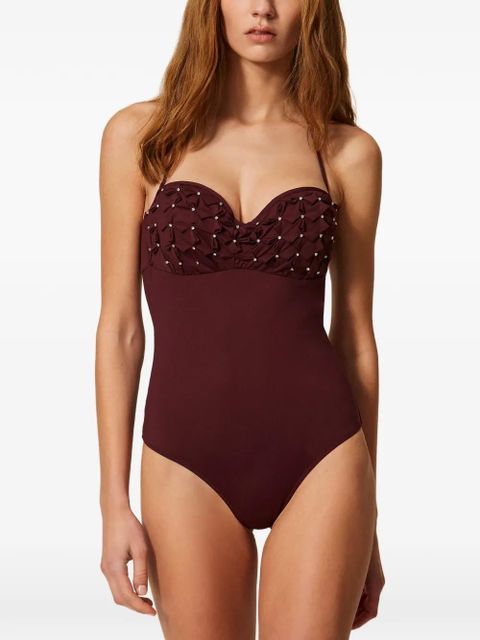 TWINSET rhinestone-embellished swimsuit - Red