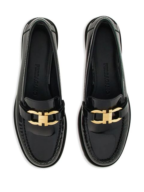 Ferragamo Gancini-buckle leather loafers - Black