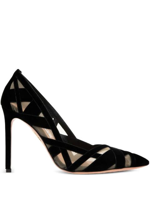 Aquazzura 105mm velvet-mesh pumps - Black - zdjęcie produktu nr 2