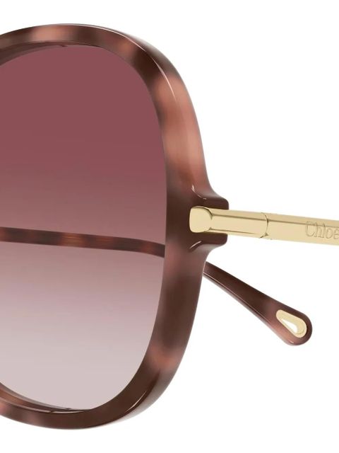 Chloé Eyewear tortoiseshell-effect round-frame sunglasses - Brown