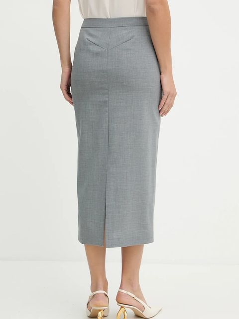 BOSS spódnica wełniana kolor szary midi prosta 50541977